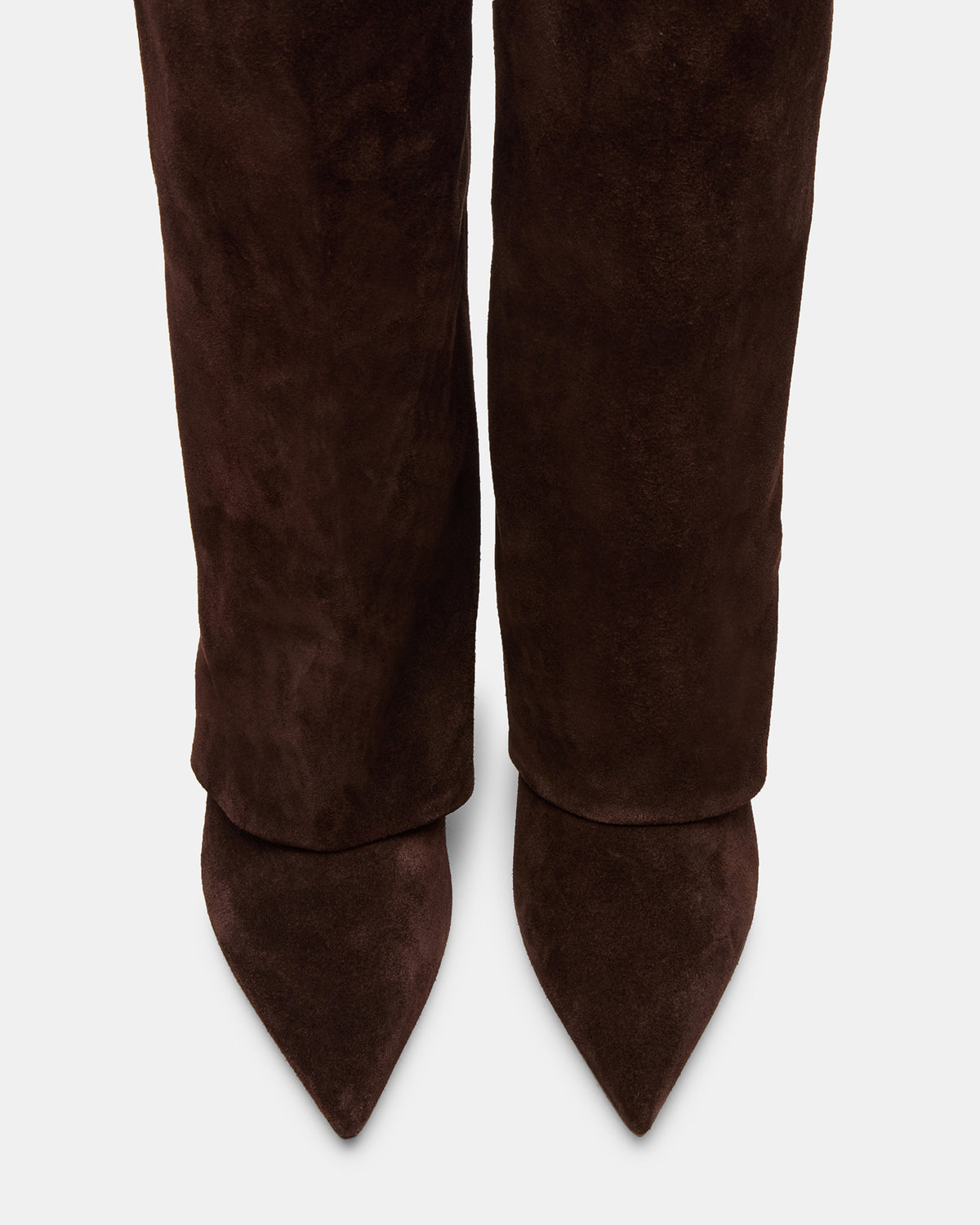 LUCA Brown Suede Pointed-Toe Cuffed Kitten Heel Women's Boot | Steve Madden Top Pick