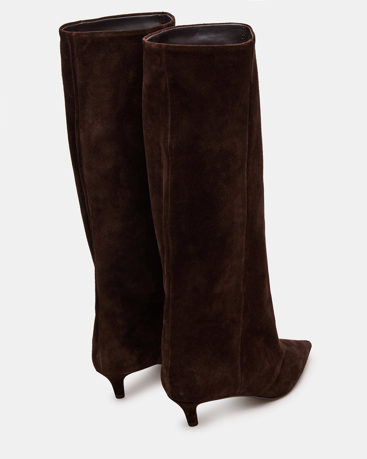 LUCA Brown Suede Pointed-Toe Cuffed Kitten Heel Women's Boot | Steve Madden Top Pick
