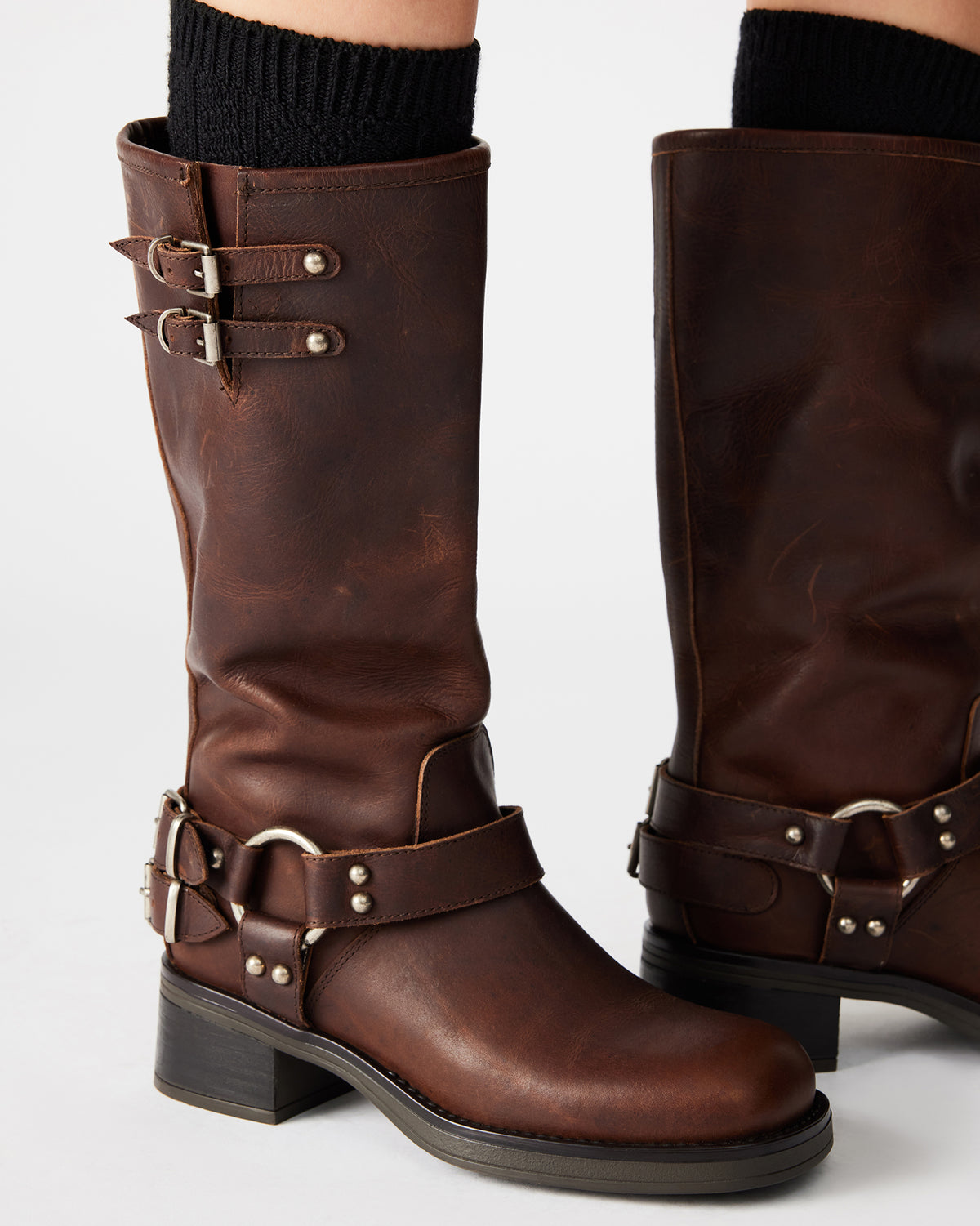 ASTOR Brown Leather Knee-High Boot | Women's Boots | Steve Madden Exclusive