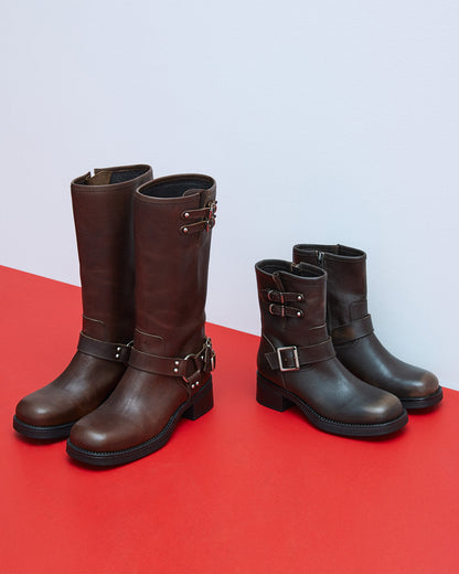 ASTOR Brown Leather Knee-High Boot | Women's Boots | Steve Madden Exclusive