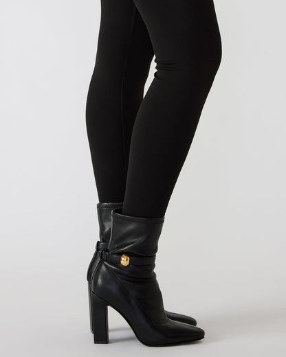 AROMA Black Buckle Gold Detail Block Heel Women's Ankle Boot | Steve Madden Special Offer