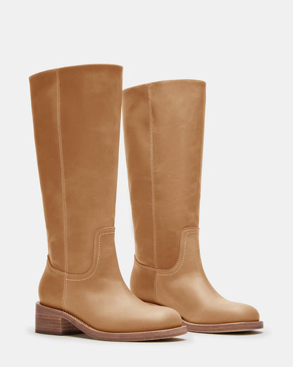 RIGGS Banana Leather Wide Calf Square-Toe Women's Boot | Steve Madden Customer Favorite