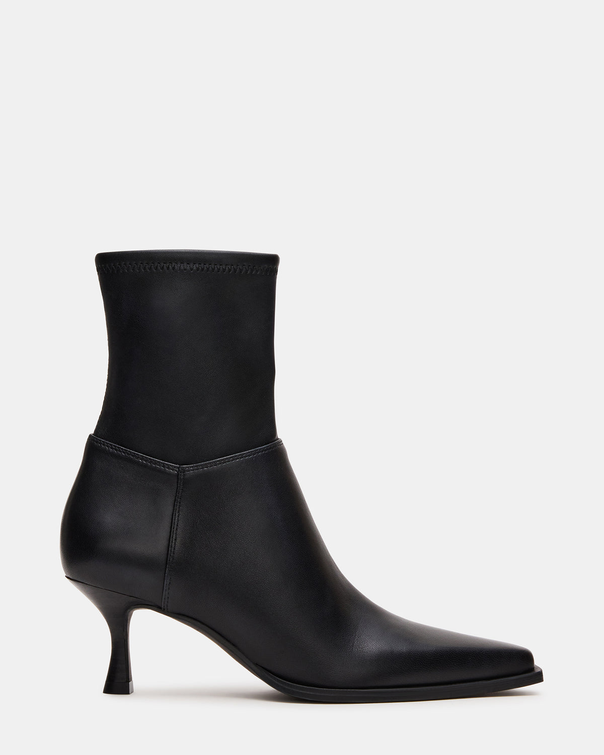 STASIA Black Pointed-Toe Kitten Heel Women's Ankle Boot | Steve Madden Best Seller