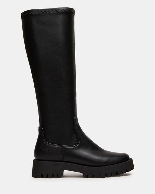 LABELLE Black Knee-High Lug Platform Women's Boot | Steve Madden Recommended