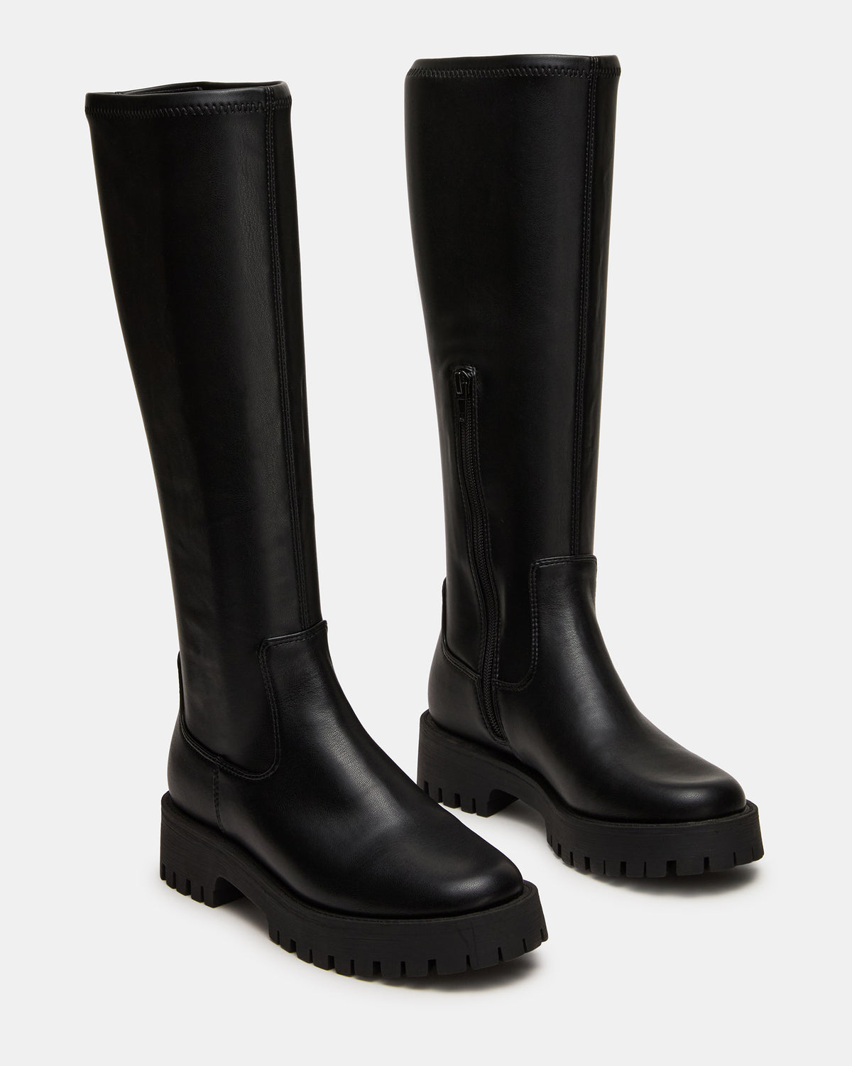 LABELLE Black Knee-High Lug Platform Women's Boot | Steve Madden Recommended