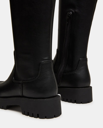 LABELLE Black Knee-High Lug Platform Women's Boot | Steve Madden Recommended
