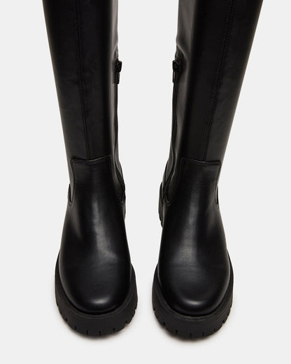 LABELLE Black Knee-High Lug Platform Women's Boot | Steve Madden Recommended