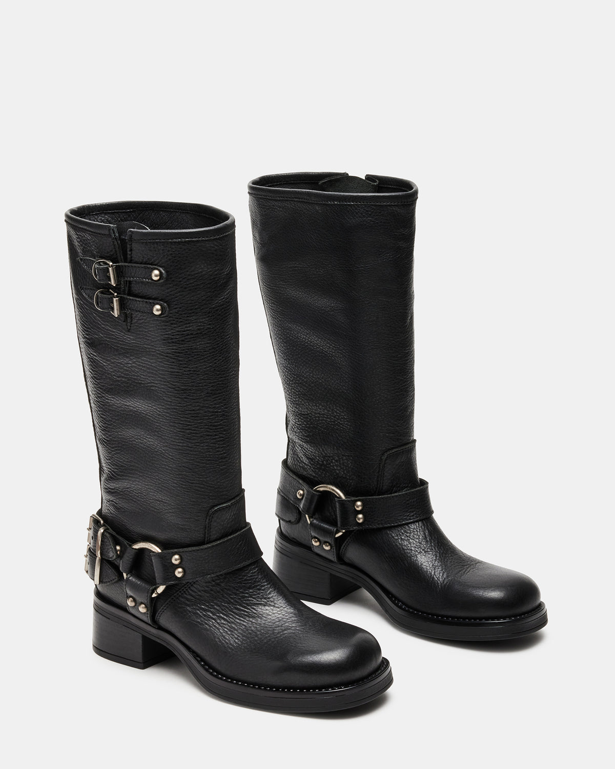 ASTOR Black Leather Knee-High Boot | Women's Boots | Steve Madden Smart Buy