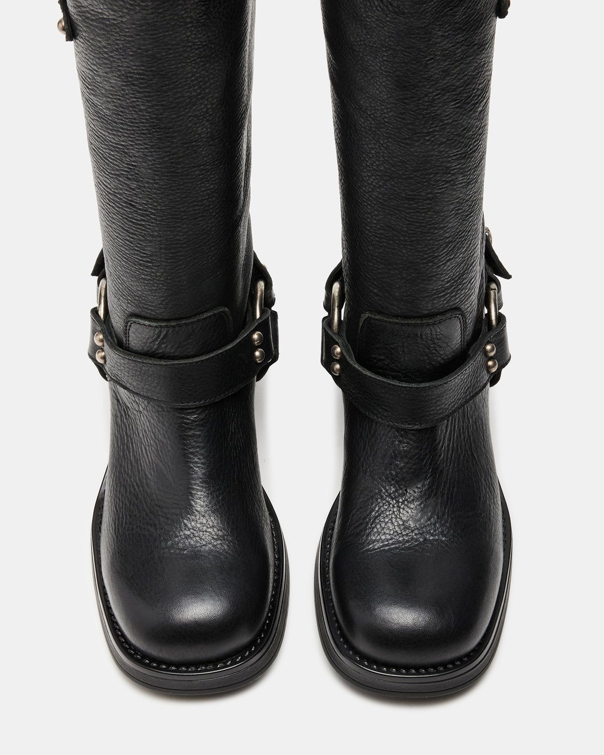 ASTOR Black Leather Knee-High Boot | Women's Boots | Steve Madden Smart Buy