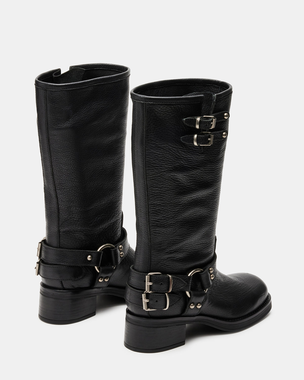 ASTOR Black Leather Knee-High Boot | Women's Boots | Steve Madden Smart Buy