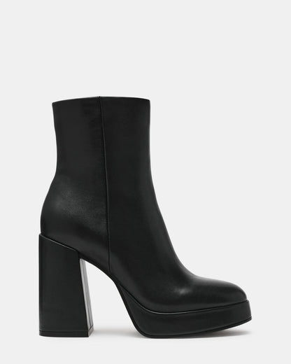 TYRA Black Leather Platform Block Heel Women's Ankle Boot | Steve Madden Top Pick
