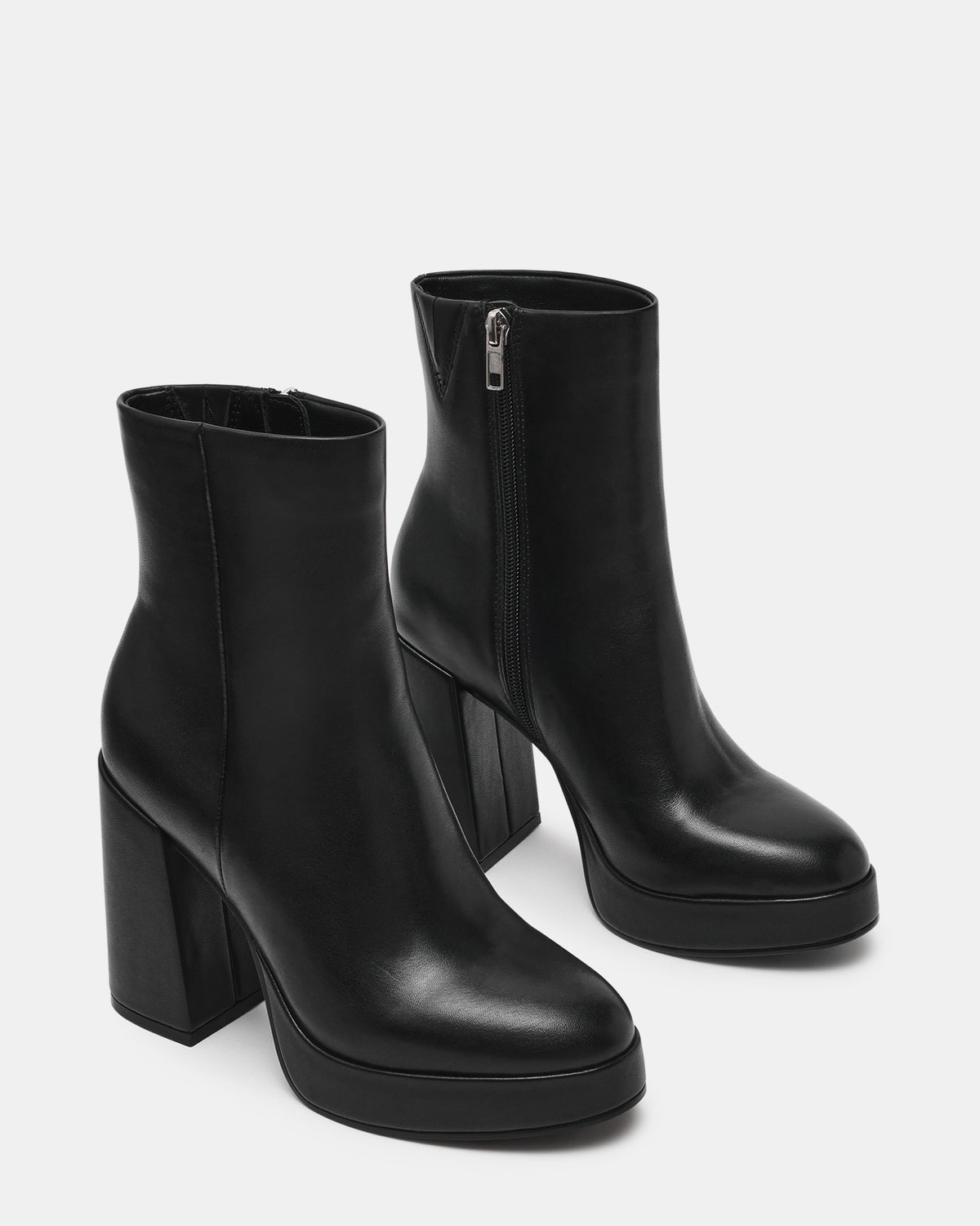 TYRA Black Leather Platform Block Heel Women's Ankle Boot | Steve Madden Top Pick