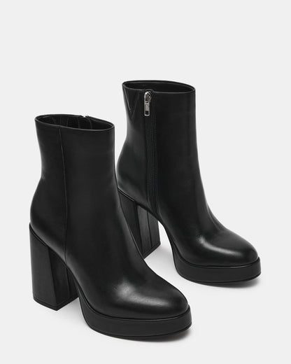 TYRA Black Leather Platform Block Heel Women's Ankle Boot | Steve Madden Top Pick
