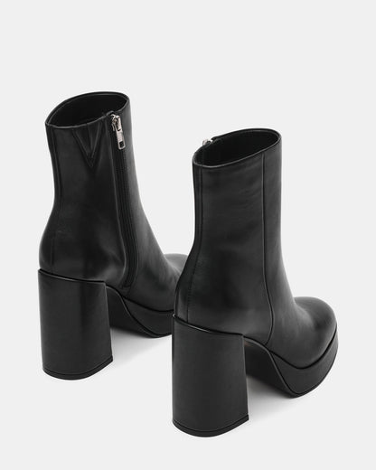 TYRA Black Leather Platform Block Heel Women's Ankle Boot | Steve Madden Top Pick