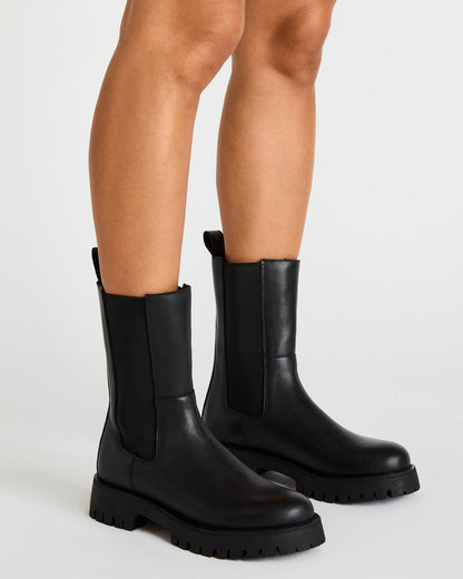 LOWA Black Leather Lug Chelsea Platform Women's Ankle Boot | Steve Madden Latest