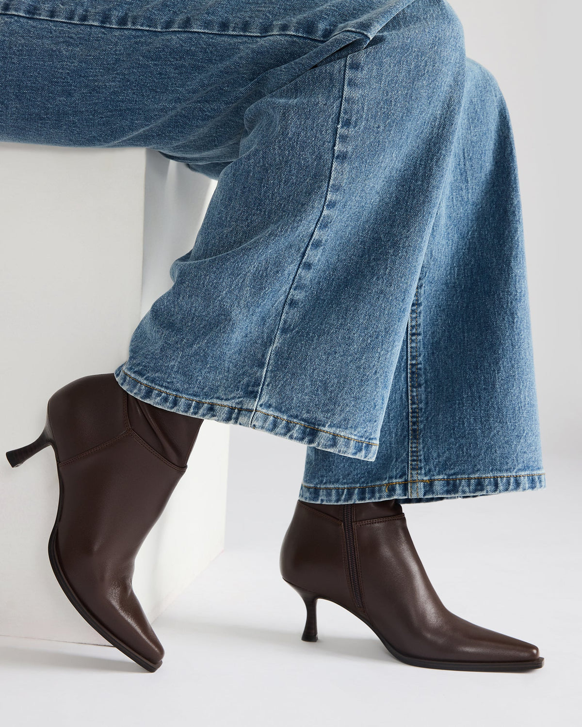 STASIA Brown Pointed-Toe Kitten Heel Women's Ankle Boot | Steve Madden Hot Sale