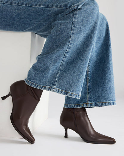 STASIA Brown Pointed-Toe Kitten Heel Women's Ankle Boot | Steve Madden Hot Sale