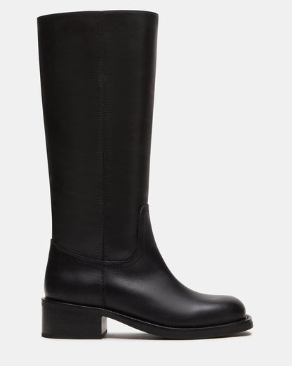RIGGS Black Leather Square-Toe Women's Boot | Steve Madden Sale