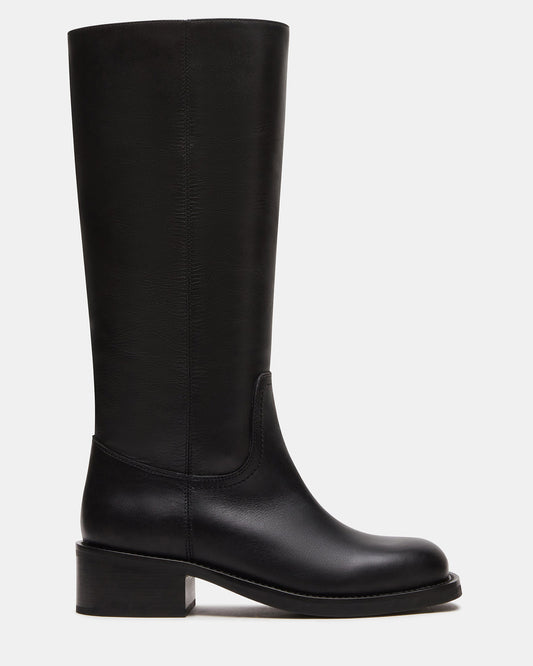RIGGS Black Leather Square-Toe Women's Boot | Steve Madden Sale