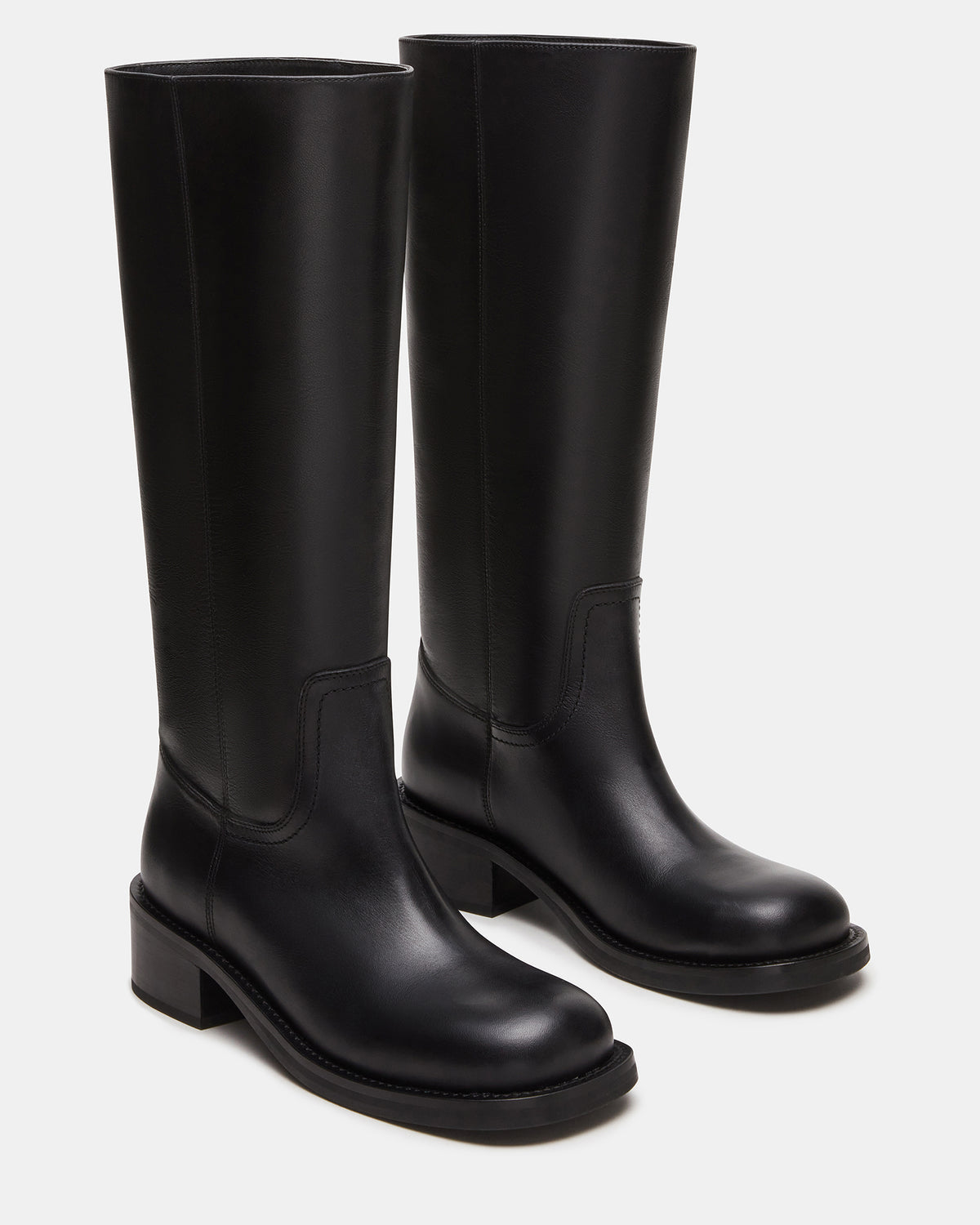 RIGGS Black Leather Square-Toe Women's Boot | Steve Madden Sale