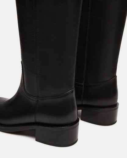 RIGGS Black Leather Square-Toe Women's Boot | Steve Madden Sale