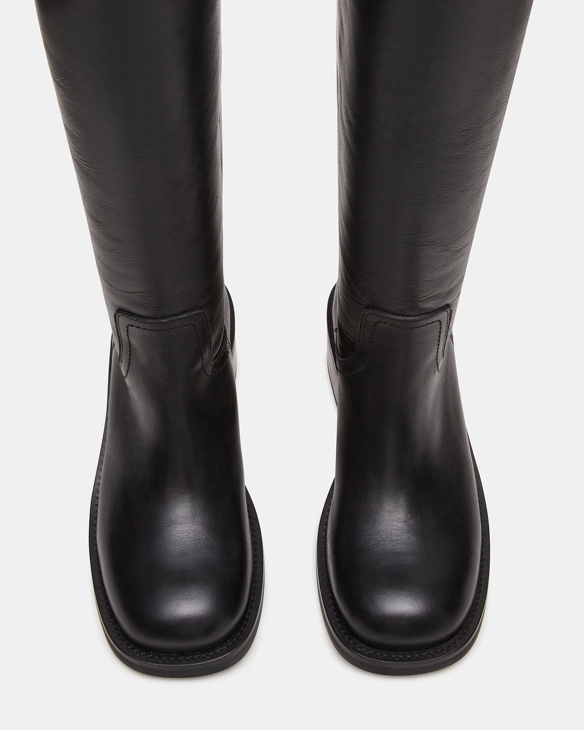RIGGS Black Leather Square-Toe Women's Boot | Steve Madden Sale