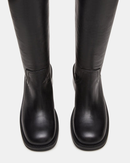 RIGGS Black Leather Square-Toe Women's Boot | Steve Madden Sale