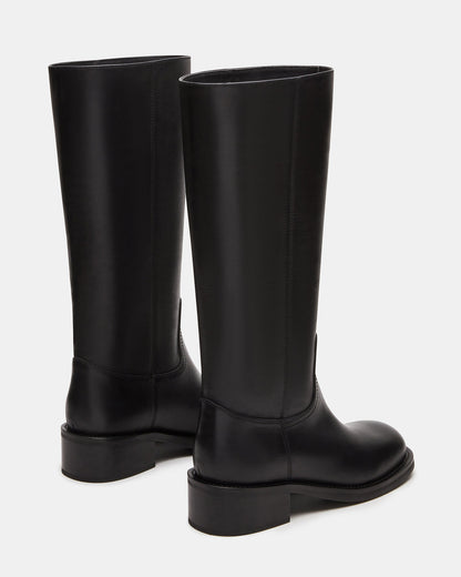RIGGS Black Leather Square-Toe Women's Boot | Steve Madden Sale