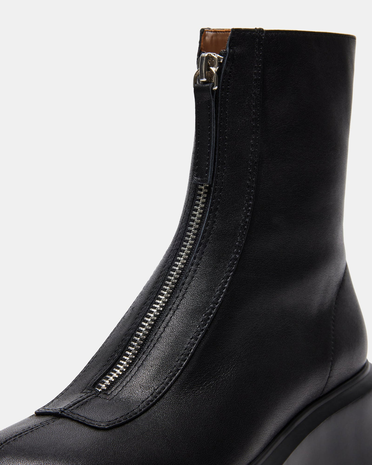 JONES Black Leather Zipper Lug Women's Ankle Boot | Steve Madden Recommended