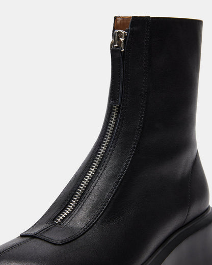 JONES Black Leather Zipper Lug Women's Ankle Boot | Steve Madden Recommended