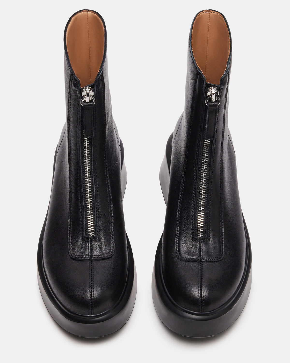 JONES Black Leather Zipper Lug Women's Ankle Boot | Steve Madden Recommended
