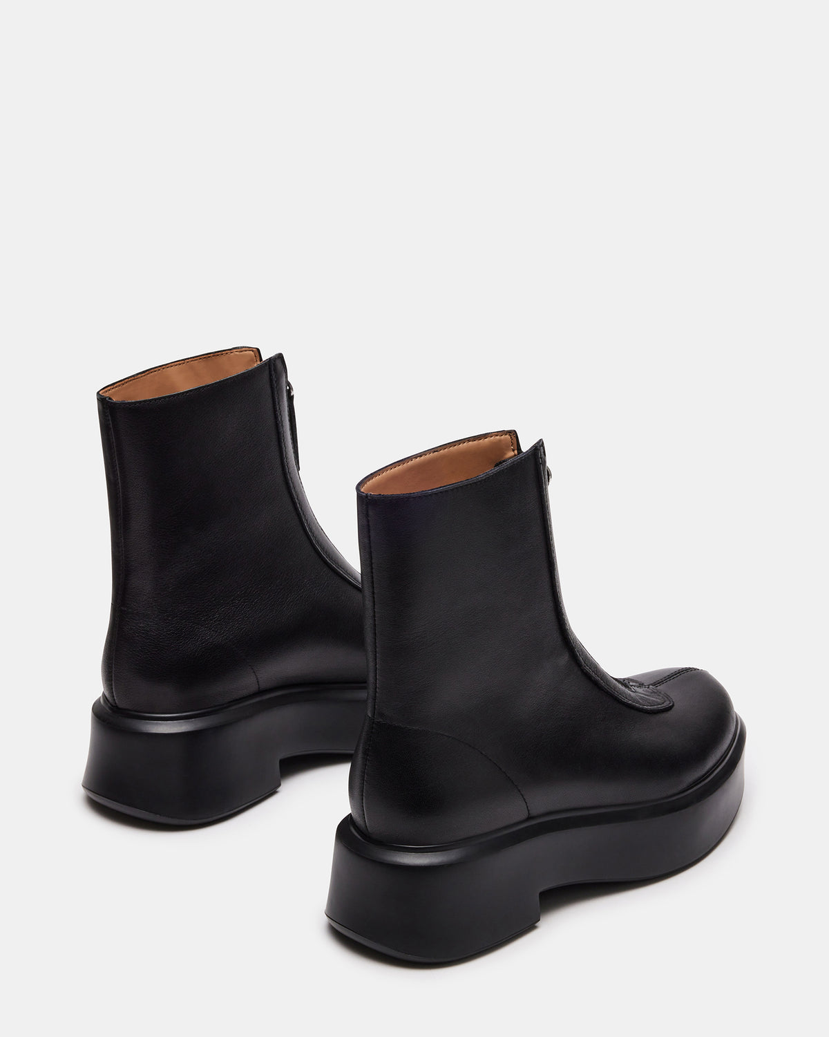 JONES Black Leather Zipper Lug Women's Ankle Boot | Steve Madden Recommended