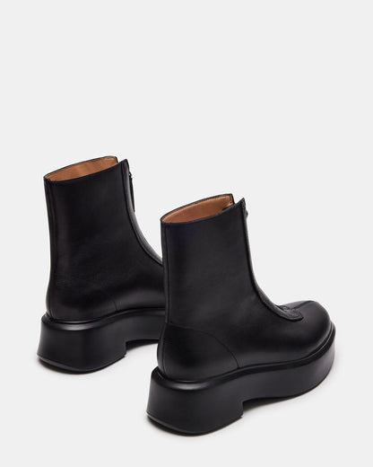 JONES Black Leather Zipper Lug Women's Ankle Boot | Steve Madden Recommended