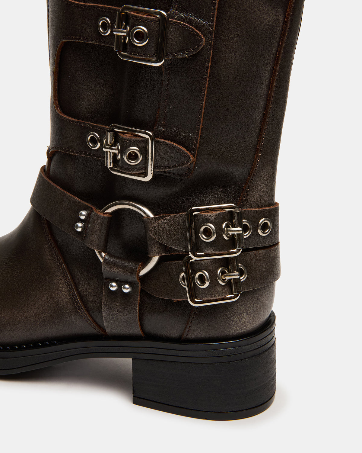 ROCKY Brown Distressed Wide Calf Knee-High Moto Women's Boot | Steve Madden Trending