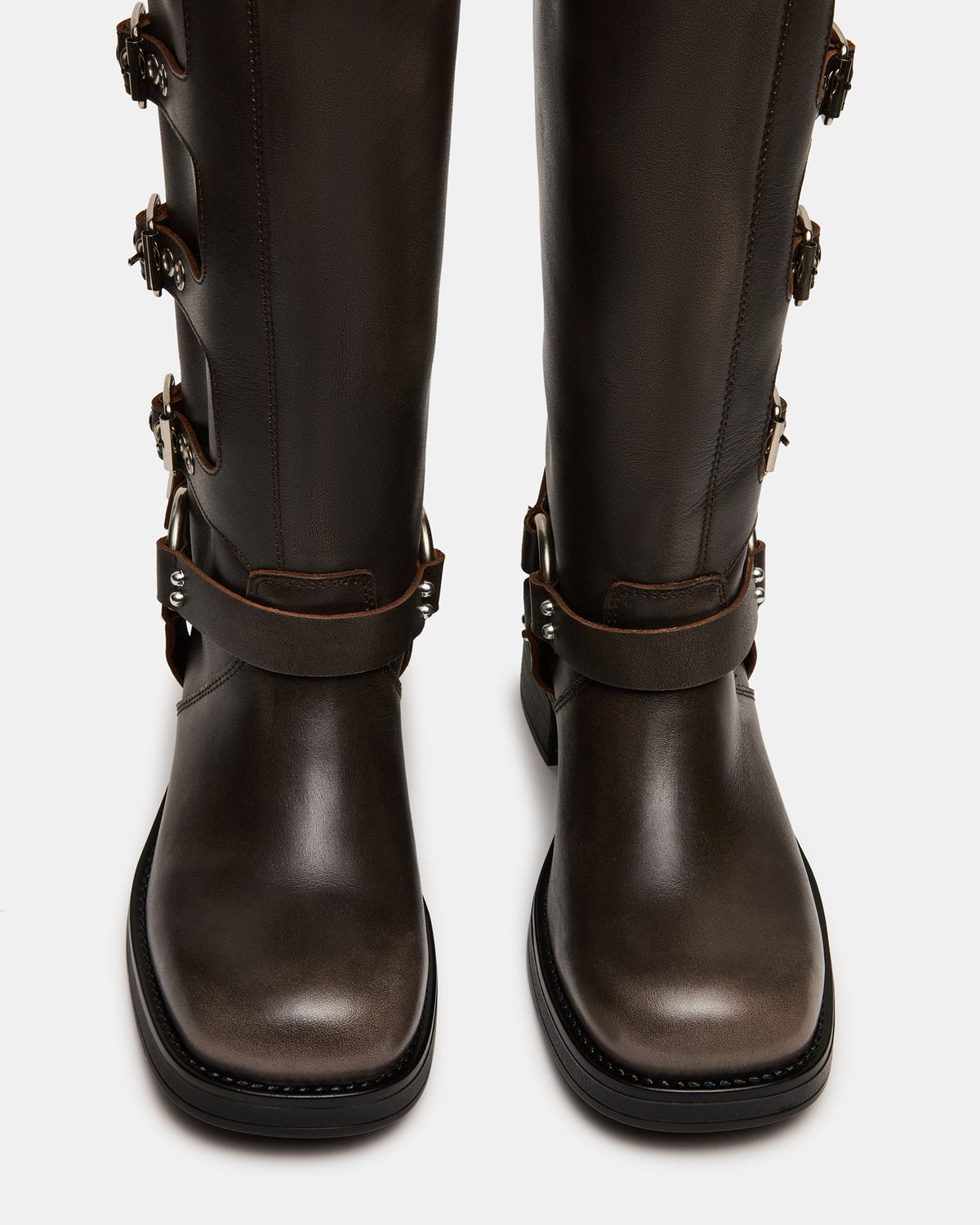 ROCKY Brown Distressed Wide Calf Knee-High Moto Women's Boot | Steve Madden Trending