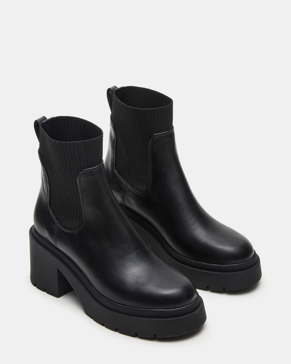 KOA Black Lug Sole Chelsea Women's Ankle Boot | Steve Madden Signature