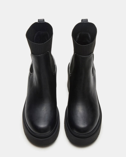 KOA Black Lug Sole Chelsea Women's Ankle Boot | Steve Madden Signature