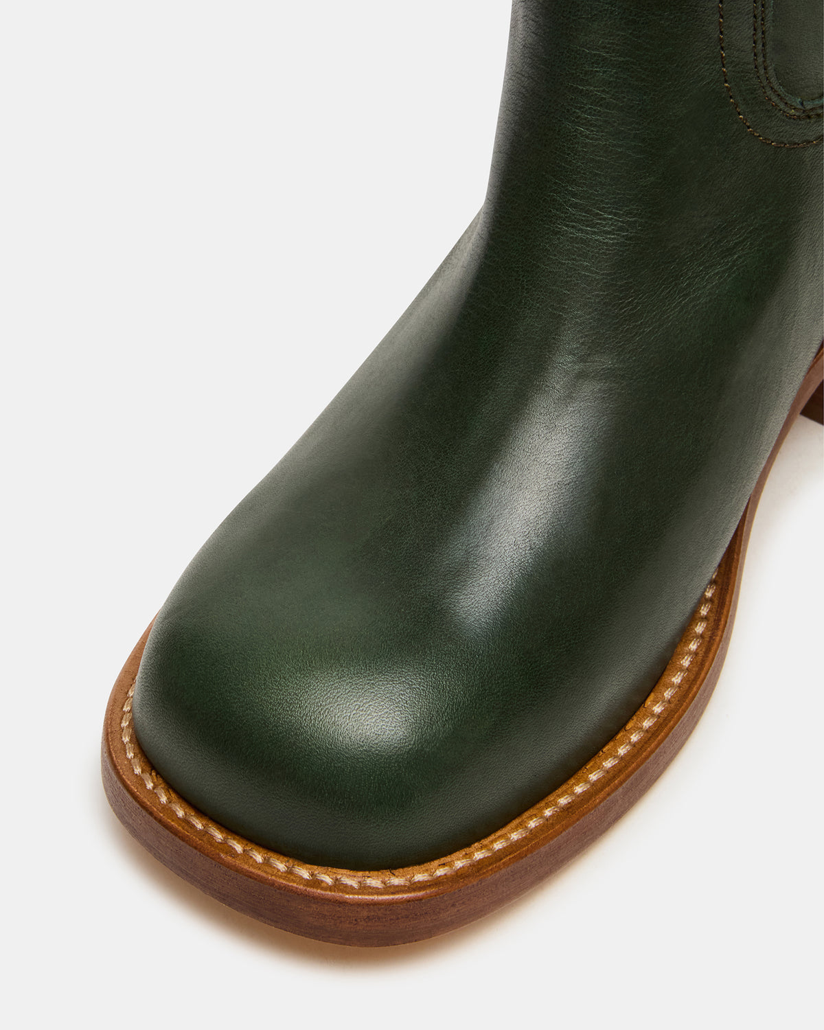 RIGGS Dark Green Leather Square-Toe Women's Boot | Steve Madden Customer Favorite