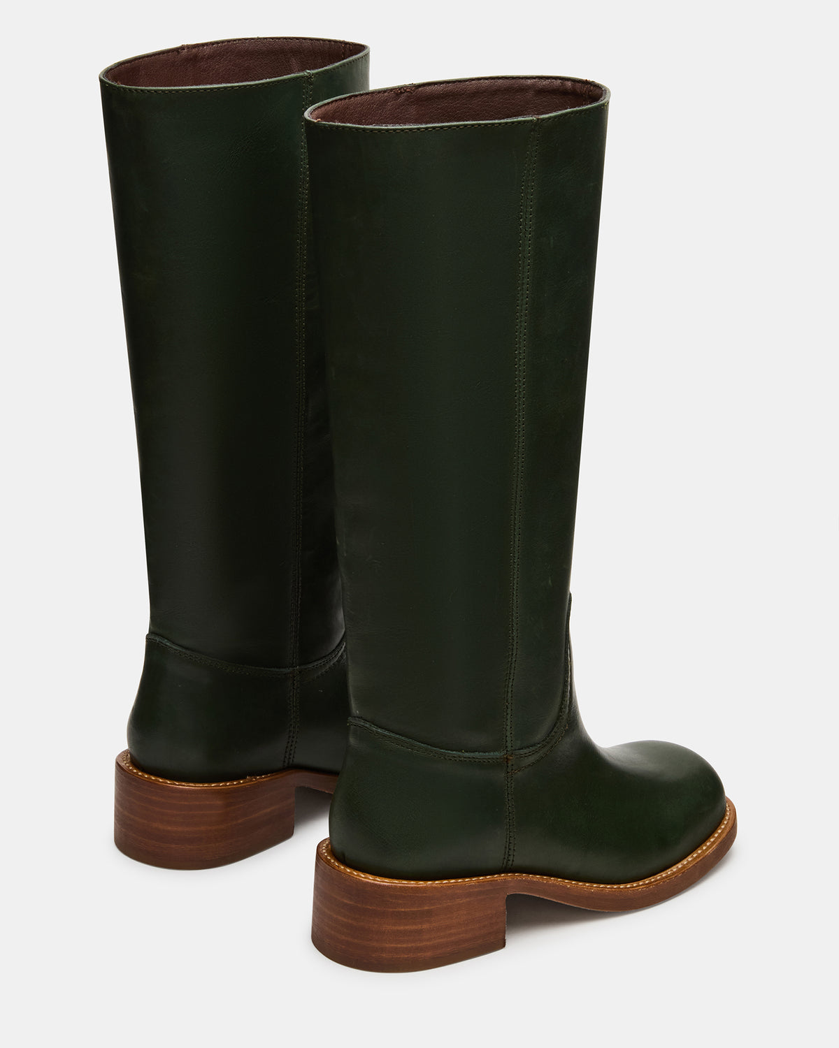 RIGGS Dark Green Leather Square-Toe Women's Boot | Steve Madden Customer Favorite