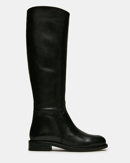 BELMONT Black Leather Knee-High Women's Riding Boot | Steve Madden Sale