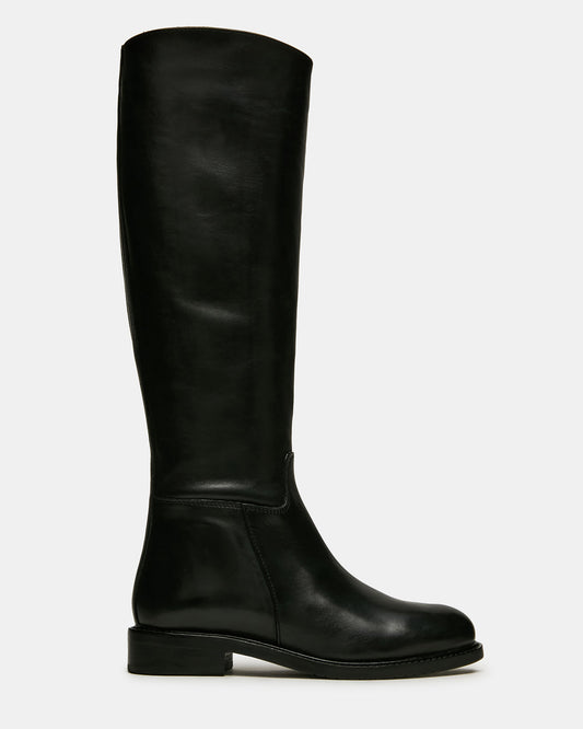 BELMONT Black Leather Knee-High Women's Riding Boot | Steve Madden Sale