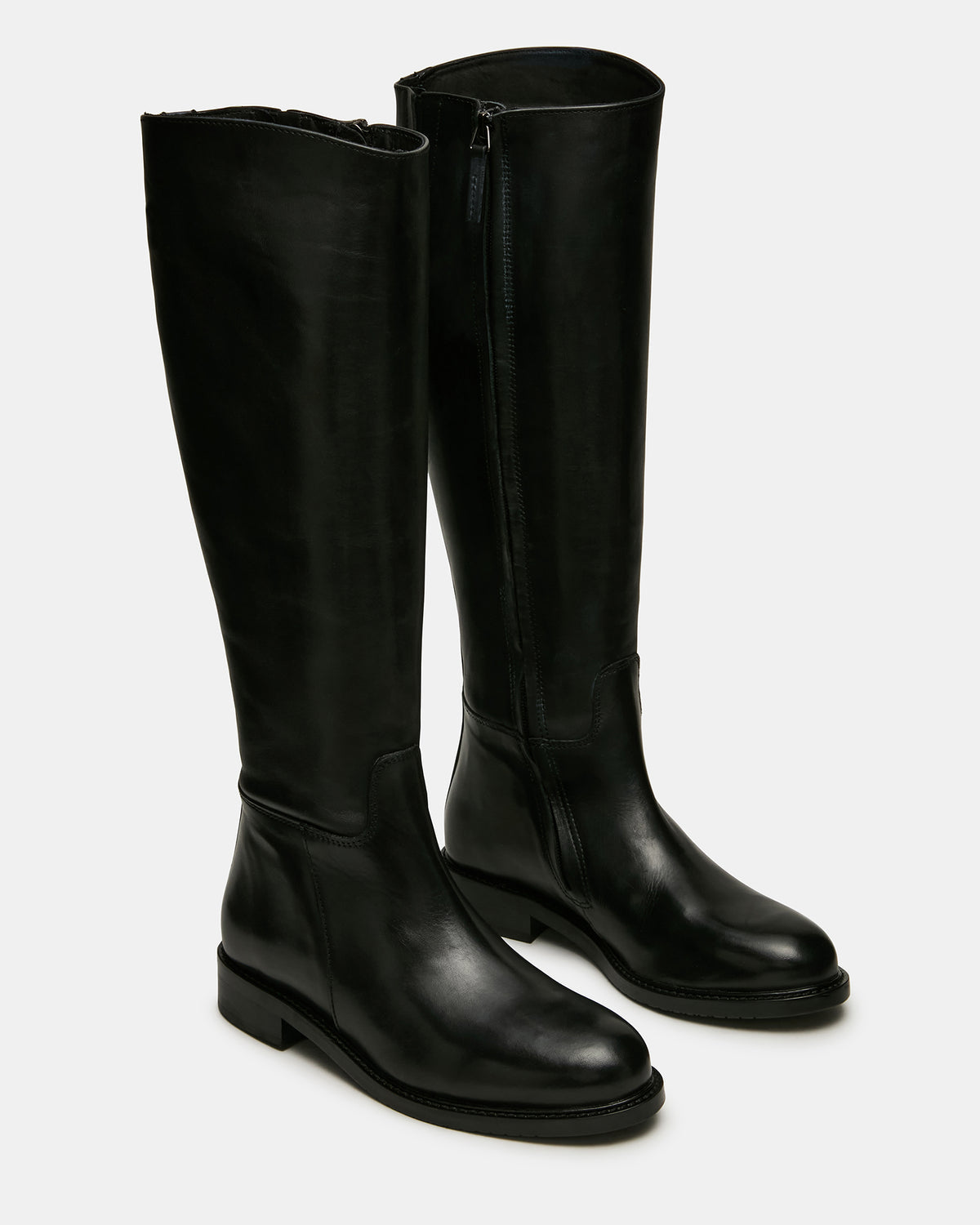 BELMONT Black Leather Knee-High Women's Riding Boot | Steve Madden Sale