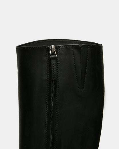 BELMONT Black Leather Knee-High Women's Riding Boot | Steve Madden Sale