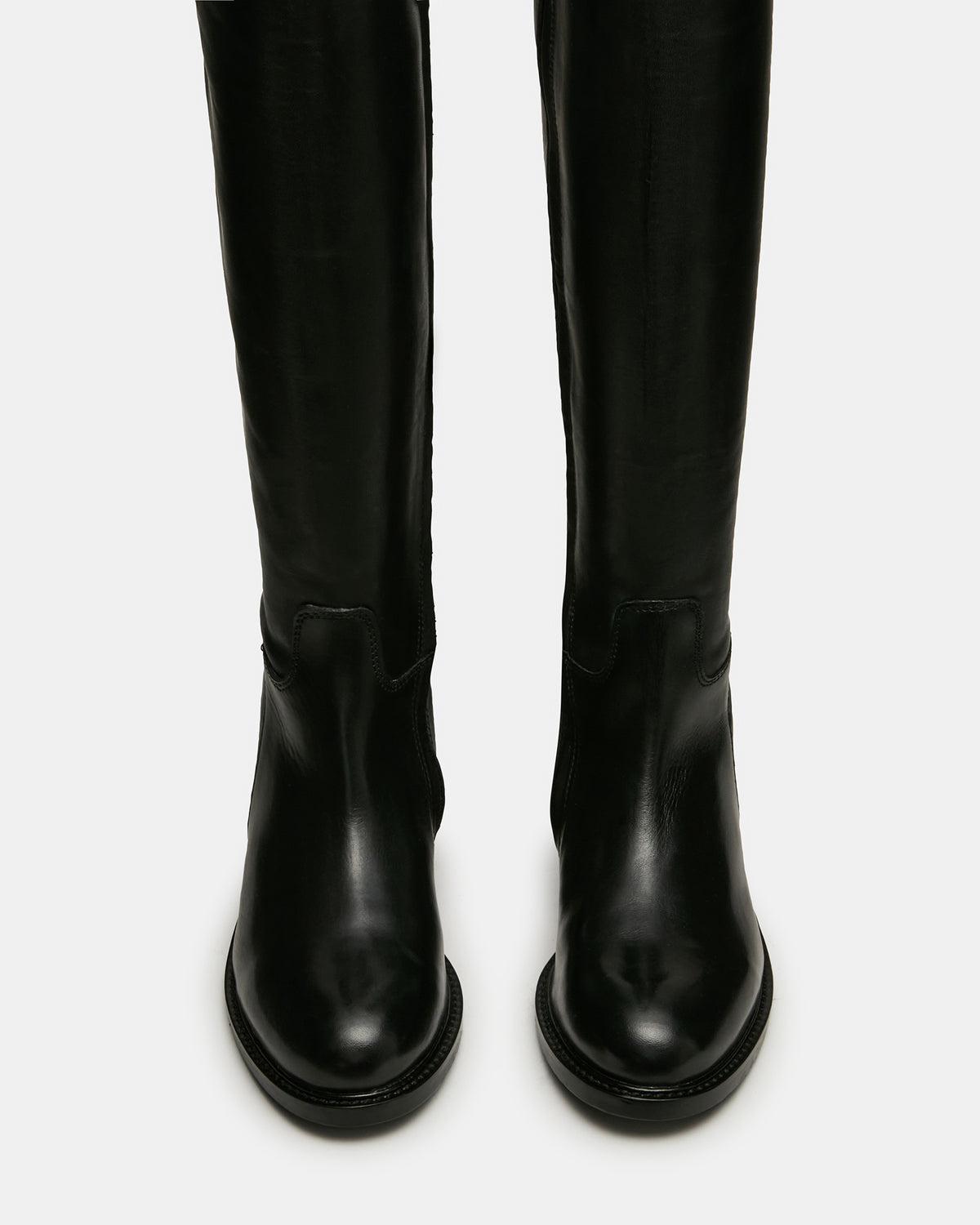 BELMONT Black Leather Knee-High Women's Riding Boot | Steve Madden Sale
