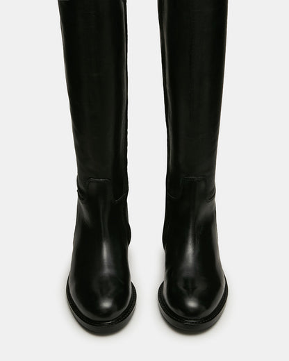BELMONT Black Leather Knee-High Women's Riding Boot | Steve Madden Sale