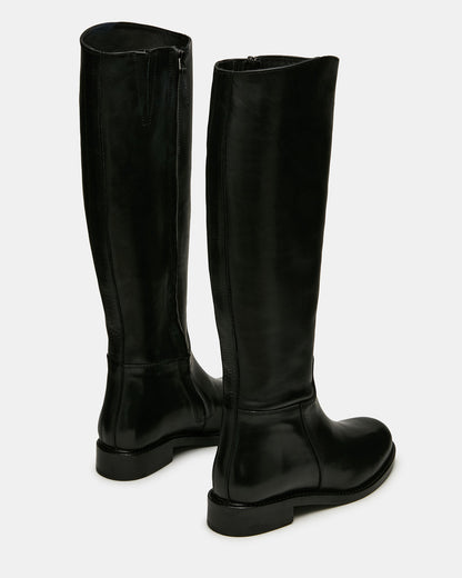 BELMONT Black Leather Knee-High Women's Riding Boot | Steve Madden Sale