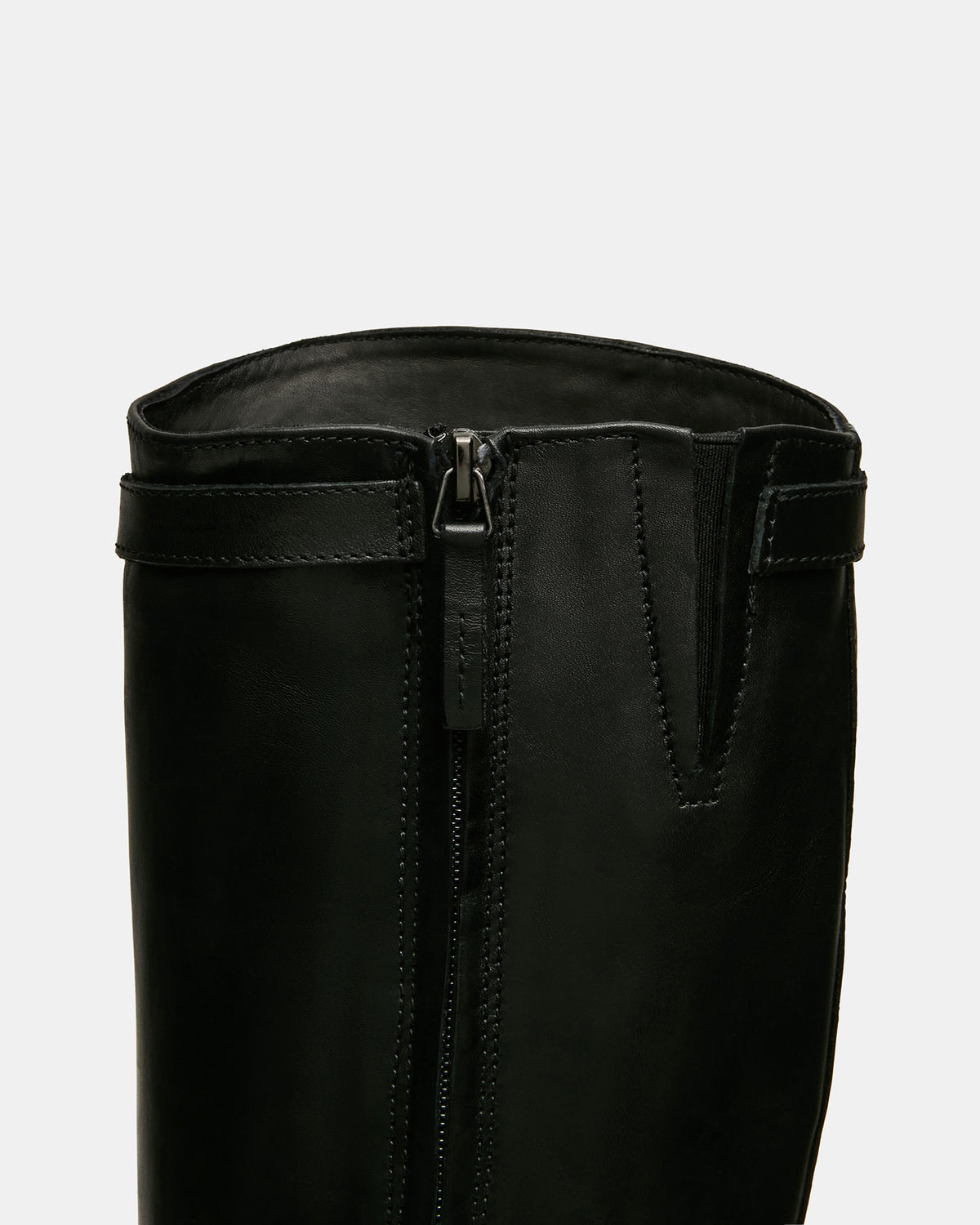 BEXLEY Black Leather Knee-High Round-Toe Buckle Women's Boot | Steve Madden Everyday