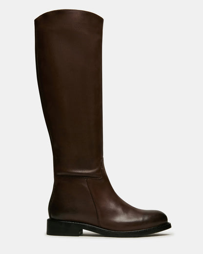 BELMONT Brown Leather Knee-High Women's Riding Boot | Steve Madden Trusted