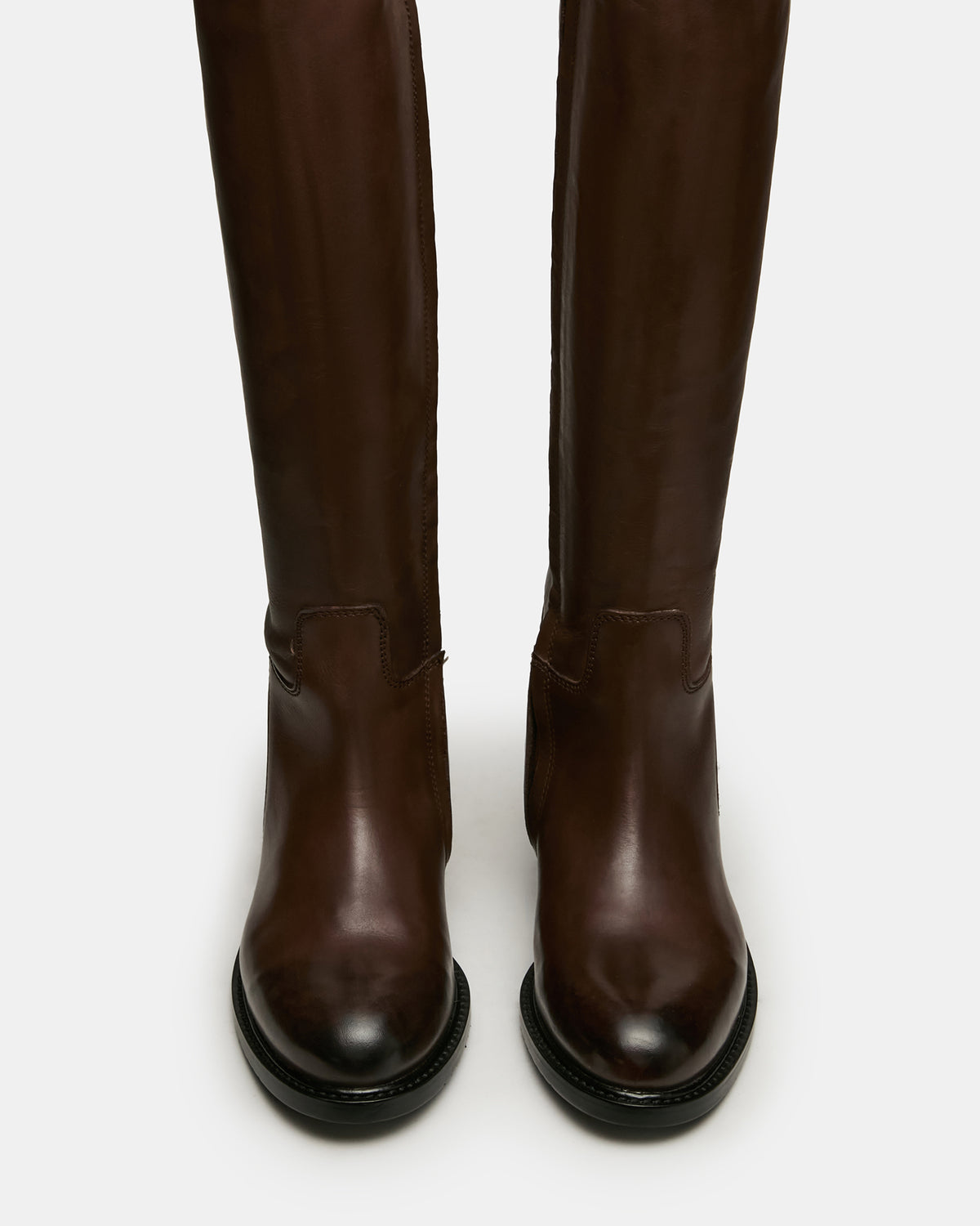 BELMONT Brown Leather Knee-High Women's Riding Boot | Steve Madden Trusted