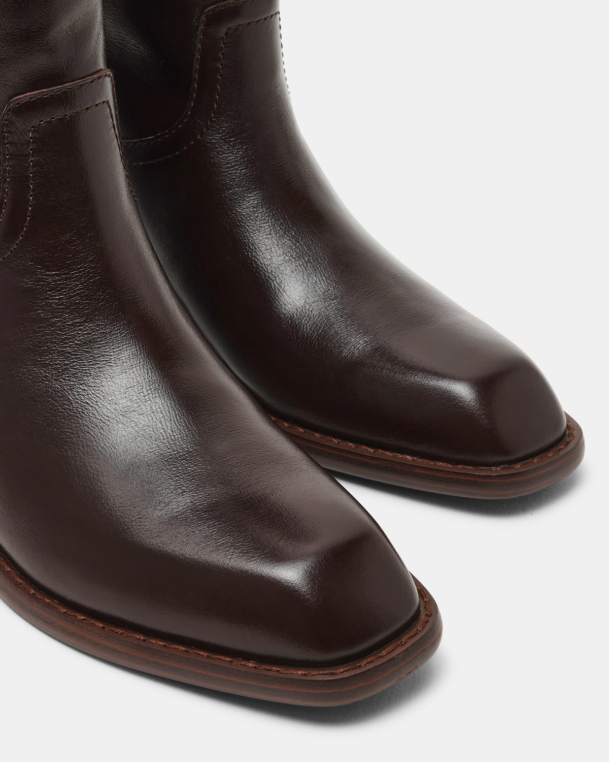 PRIMO Brown Leather Square-Toe Women's Boot | Steve Madden Special Offer